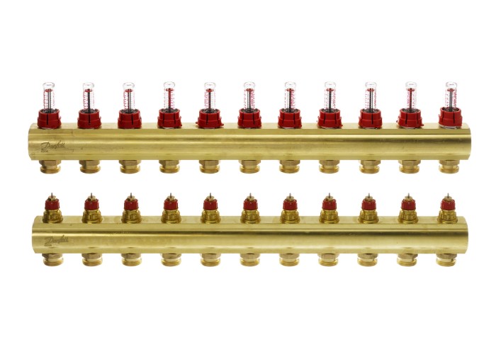 Danfoss - 088U0531 - Коллекторы FHF-11F с расходомерами для 11 контуров