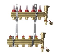 Danfoss - 088U0725 - Комплект коллекторов FHF-5F set с расходомерами, кронштейнами и воздухоотводчиками, 5 контуров