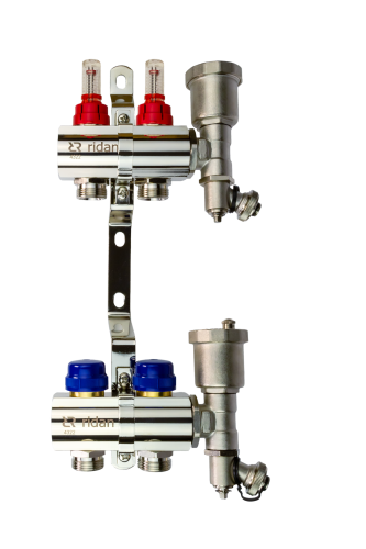 Ridan - 088U0722R - Комплект коллекторов FHF-2RF set с расходомерами, кронштейнами и торцевыми секциями с автоматическими воздухоотводчиками, 2 контура