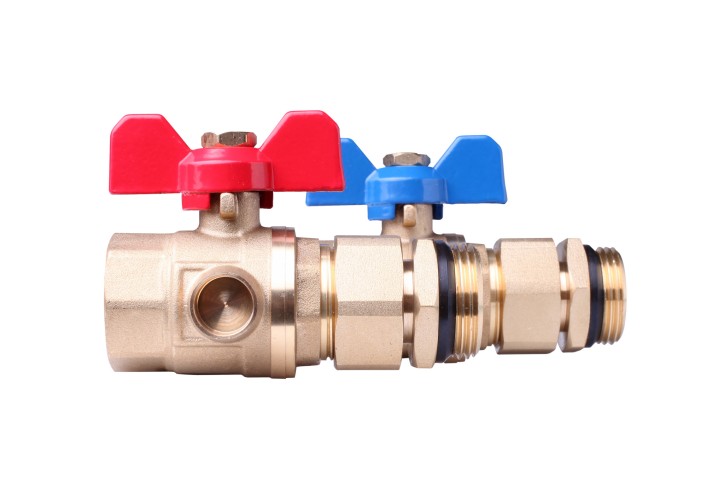 Danfoss - 088U0822 - Комплект шаровых кранов FHF-BV с гнездом для установки термометра (2 шт.)