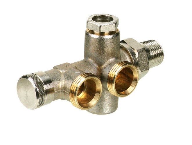 Danfoss - 013G3369 - Присоединительная деталь RA-K с запорным краном, для тыльного подключения трубопроводов