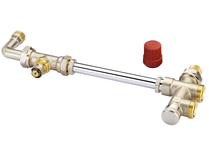 Danfoss - 013G7041 - Присоединительная деталь с запорным краном, для нижнего подключения трубопроводов