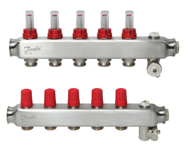 Danfoss - 088U0755 - Коллектор из нержавеющей SSM-F стали с расходомерами, 6 контуров