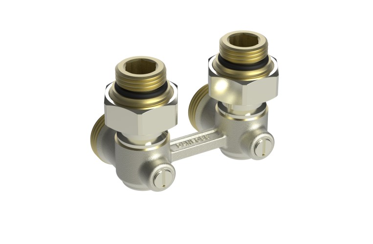 Danfoss - 003L0394  - Клапан запорный RLV-KS угловой, с переходниками, G3/4" x G1/2"