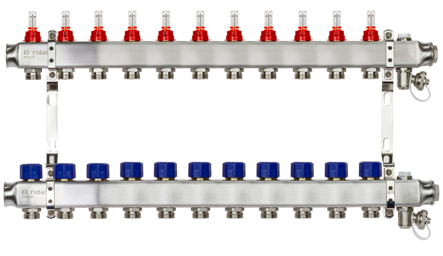Ridan - 088U0961R - Комплект коллекторов SSM-11RF set с расходомерами и кронштейнами, 11 контуров