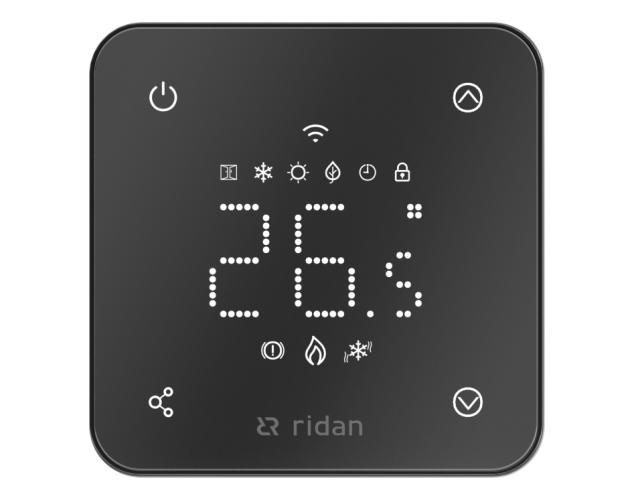 Ridan - 088L1144R - Электронный термостат Rsmart-FB с Wi-Fi 230V черный