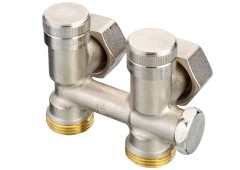 Danfoss - 003L0282 - Клапан запорно-присоединительный угловой RLV-K, с переходниками G3/4&quot; x G1/2&quot;