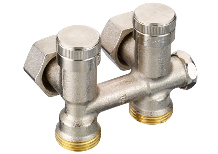 Danfoss - 003L0282 - Клапан запорно-присоединительный угловой RLV-K, с переходниками G3/4" x G1/2"