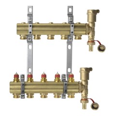 Danfoss - 088U0705 - Комплект коллекторов FHF-5 set с кронштейнами и воздухоотводчиками, 5 контуров