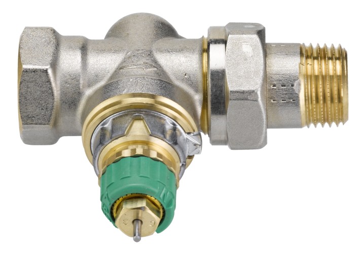 Danfoss - 013G7714 - Клапан RA-DV для двухтрубной насосной системы отопления прямой, никелированный dy 15