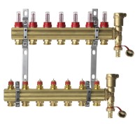 Danfoss - 088U0727 - Комплект коллекторов FHF-7F set с расходомерами, кронштейнами и воздухоотводчиками, 7 контуров