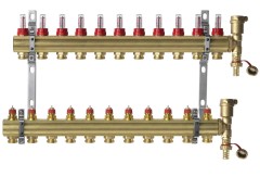 Danfoss - 088U0731 - Комплект коллекторов FHF-11F set с расходомерами, кронштейнами и воздухоотводчиками, 11 контуров