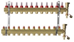 Danfoss - 088U0732 - Комплект коллекторов FHF-12F set с расходомерами, кронштейнами и воздухоотводчиками, 12 контуров
