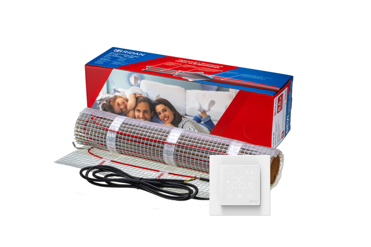 Ridan - 21RT1153R - Комплект для теплого пола: нагревательные маты Ridan TF-150 16 м² с терморегулятором Ridan Clever (белый)