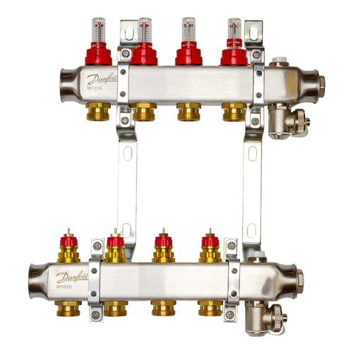 Danfoss - 088U0954 - Комплект коллекторов SSM-4F с расходомерами и кронштейнами, 4 контура