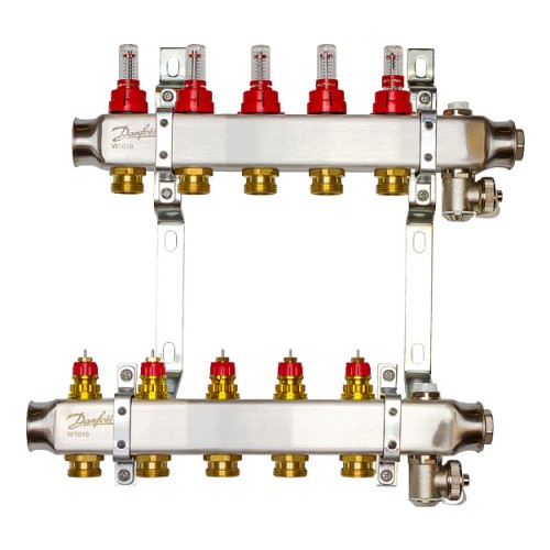 Danfoss - 088U0955 - Комплект коллекторов SSM-5F с расходомерами и кронштейнами, 5 контуров