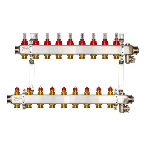 Danfoss - 088U0959 - Комплект коллекторов SSM-9F с расходомерами и кронштейнами, 9 контуров