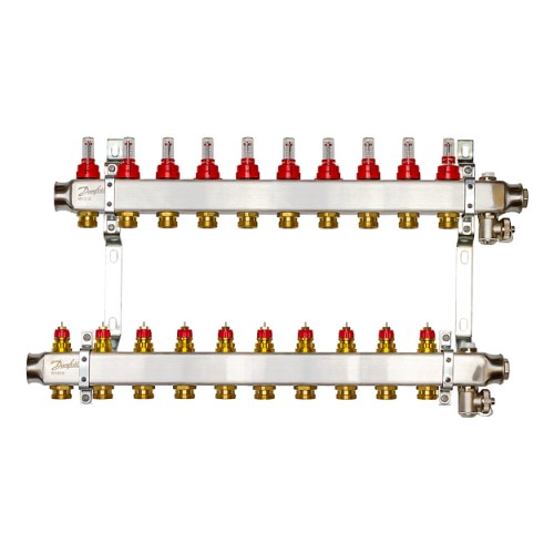 Danfoss - 088U0960 - Комплект коллекторов SSM-10F с расходомерами и кронштейнами, 10 контуров