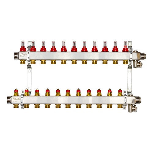 Danfoss - 088U0961 - Комплект коллекторов SSM-11F с расходомерами и кронштейнами, 11 контуров