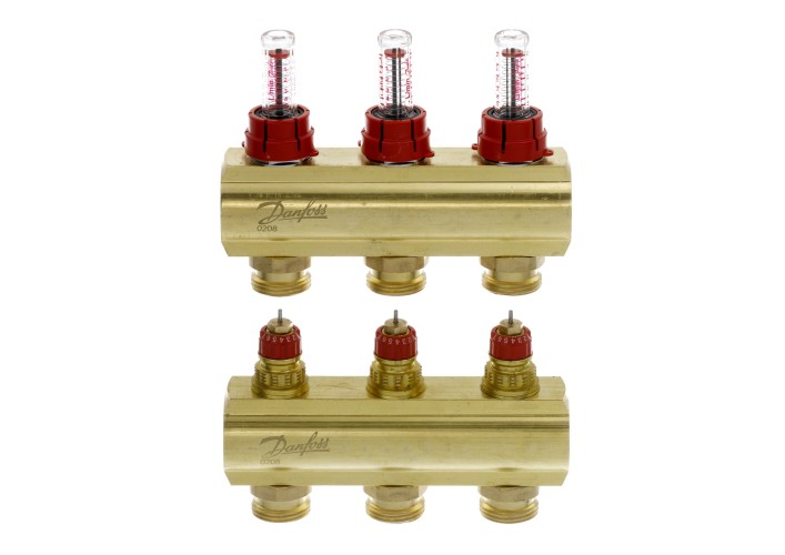 Danfoss - 088U0523 - Коллекторы FHF-3F с расходомерами для 3 контуров