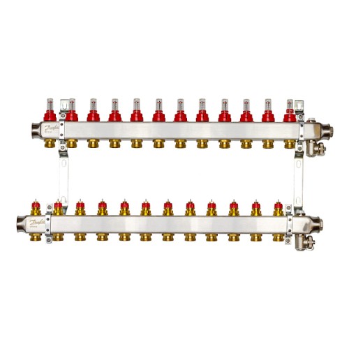 Danfoss - 088U0962 - Комплект коллекторов SSM-12F с расходомерами и кронштейнами, 12 контуров