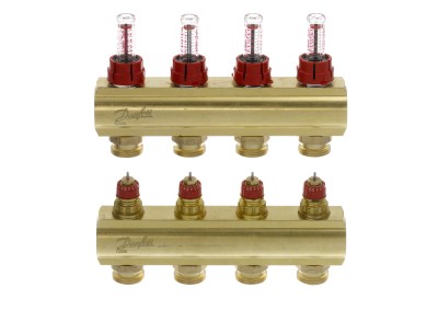 Danfoss - 088U0524 - Коллекторы FHF-4F с расходомерами для 4 контуров